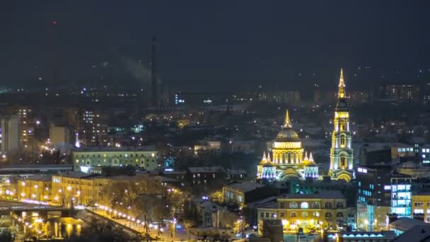 De Annunciatie kathedraal dag naar nacht timelapse, Kharkov, Oekraïne. — Stockvideo