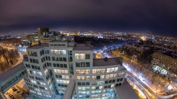 状態業界ビル業界の宮殿または"Gosprom"の冬夜のタイムラプス — ストック動画