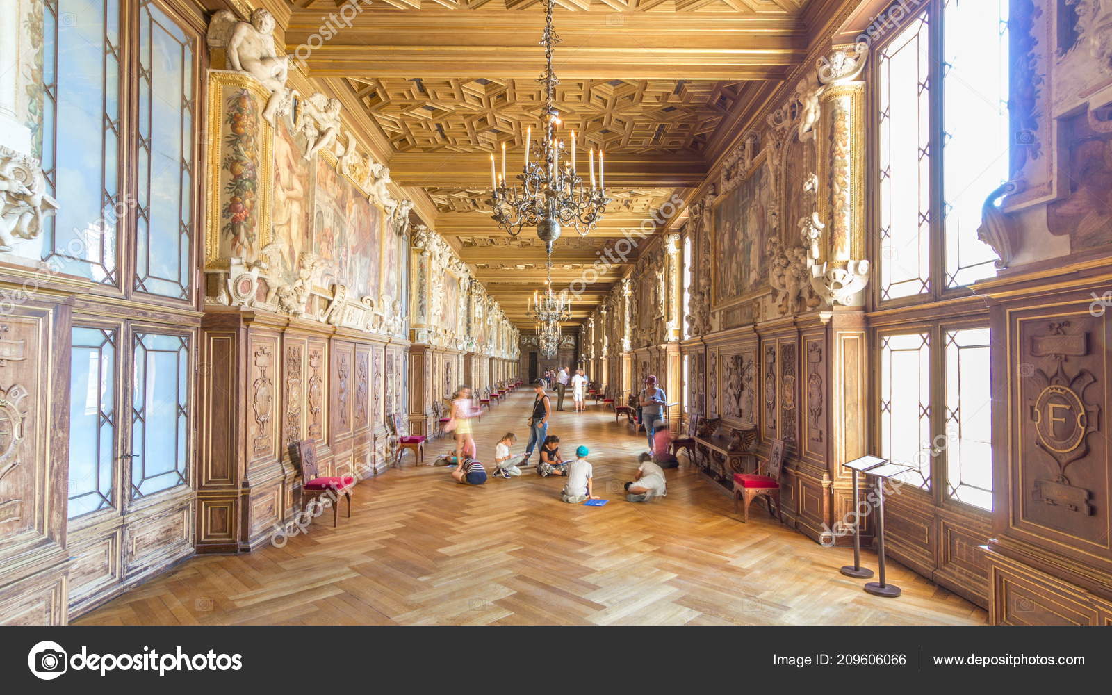 Interior of Palace of Fontainebleau, (Chateau de Fontainebleau