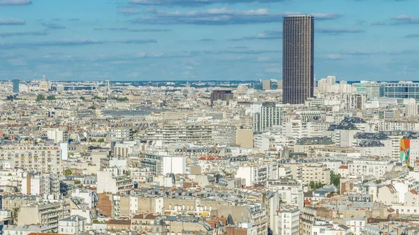 Panorama Aéreo Acima Casas Telhados Uma Timelapse Paris Vista Noturna — Fotografia de Stock