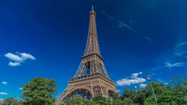 Torre Eiffel Desde Paseo Marítimo Del Río Siene París Timelapse — Foto de Stock