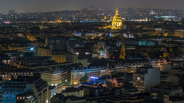 Panorama Aéreo Acima Casas Telhados Uma Noite Paris Timelapse Vista — Fotografia de Stock