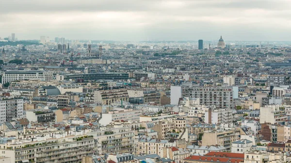 Повітряні Панорама Вище Будинків Дахів Парижі Timelapse Вид Зверху Вулиці — стокове фото