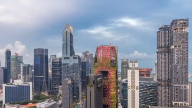 Chinatown ve Singapur Downotwn gün gece timelapse için havadan görünümü