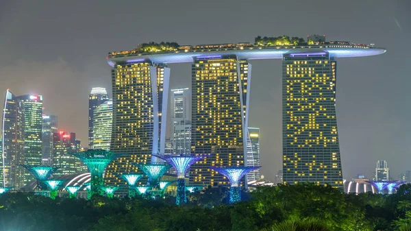 Marina Bay Sands Trädgårdar Bukten Med Molnskog Blomma Dome Och — Stockfoto