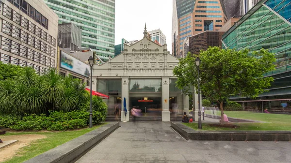 Skyskrapa Torn Raffles Place Singapore Financial Centre Timelapse Hyperlapse Grön — Stockfoto