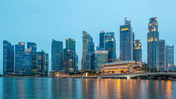 Geweldig Uitzicht Van Schemering Van Singapore City Cityscape Wolkenkrabbers Dag — Stockfoto