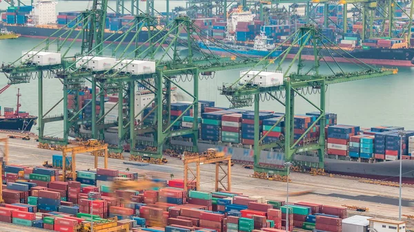 Kommerziellen Hafen Von Singapore Zeitraffer Vogelperspektive Luftaufnahme Des Geschäftigsten Asiatischen — Stockfoto