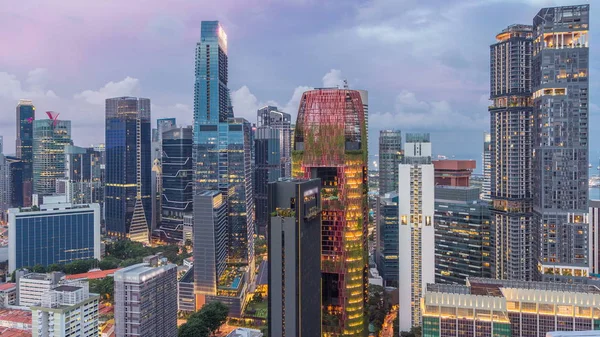 Vista Aérea Chinatown Downotwn Singapur Día Noche Timelapse Transición Desde —  Fotos de Stock