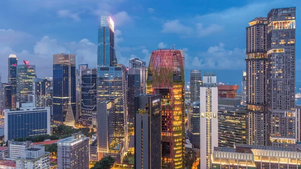 Vista Aérea Chinatown Downotwn Singapur Día Noche Timelapse Transición Desde —  Fotos de Stock