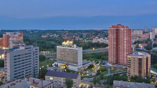 Charkiw Stadt Von Oben Tag Auf Nacht Übergang Zeitraffer Luftaufnahme — Stockfoto