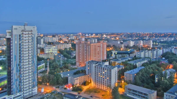 Cidade Kharkiv Cima Dia Para Noite Transição Timelapse Vista Aérea — Fotografia de Stock