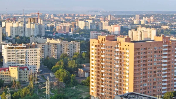 Kharkiv Città Sopra Timelapse Mattino Con Ombre Movimento Vista Aerea — Foto Stock