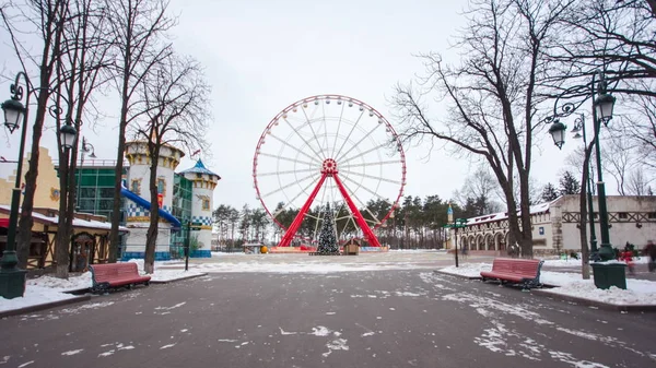 Árbol Navidad Noria Gorky Park Timelapse Hyperlapse Kharkiv Ucrania Parque — Foto de Stock