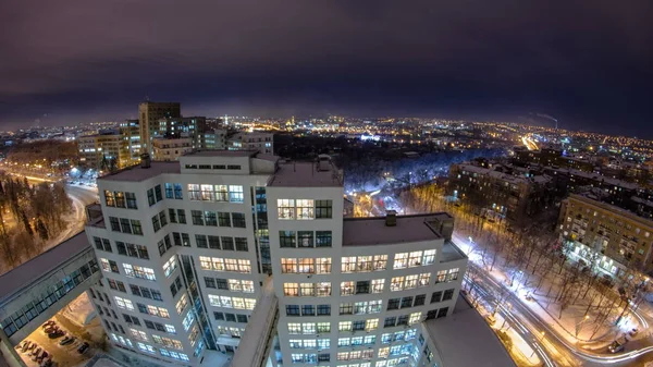 Industrin Statsbyggande Palace Industry Eller Gosprom Vinter Natt Timelapse Inbyggd — Stockfoto