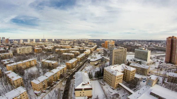 Kharkiv Cidade Cima Timelapse Inverno Vista Aérea Centro Cidade Bairros — Fotografia de Stock