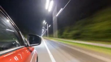 Drivelapse bir gece karayolu timelapse hyperlapse hareketli araba yan