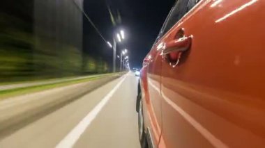 Drivelapse bir gece karayolu timelapse hyperlapse hareketli araba yan