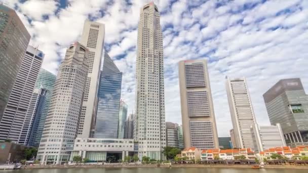 Centro de rascacielos edificios de oficinas de megalópolis moderna timelapse hiperlapso — Vídeos de Stock
