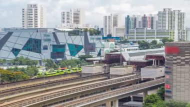 Jurong Doğu değişim metro istasyonu hava timelapse, bir büyük entegre genel ulaşım merkezi Singapur'da