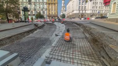 İşçi koruyucu maske takviye şehir timelapse tramvay parça için kaynak ile