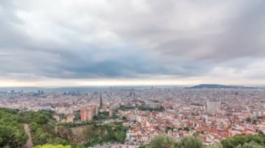 Barcelona timelapse, İspanya, Panoraması Carmel sığınaklar görüntülendi