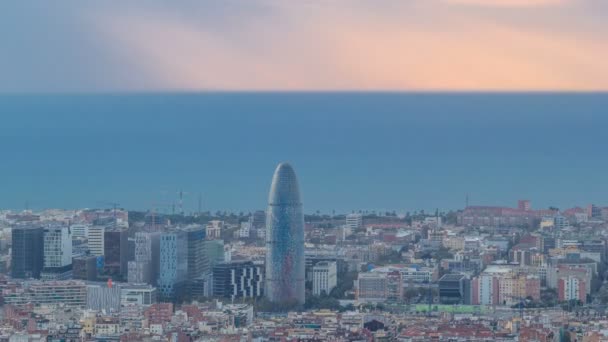 Barcelona timelapse, İspanya, Panoraması Carmel sığınaklar görüntülendi — Stok video