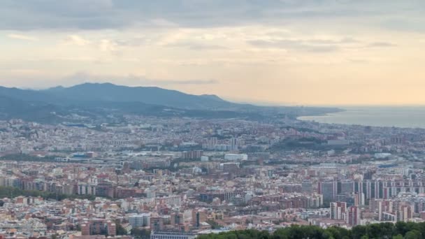 Panorama Barcelona timelapse, Španělsko, při pohledu z bunkrů Karmel — Stock video