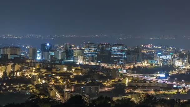 Lizbon ve Monsanto timelapse bir bakış açısıyla Almada üzerinden panoramik görünüm. — Stok video