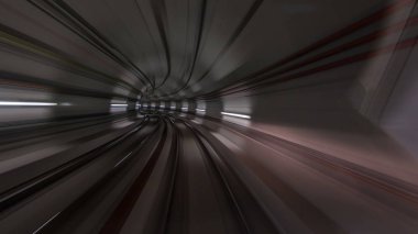 Metro'ya ışıkla hareket hız hızlı timelapse hyperlapse drivelapse içinde yenik durumda. Barcelona metro