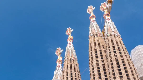 Parte Superior Sagrada Familia Una Gran Iglesia Católica Barcelona España — Foto de Stock