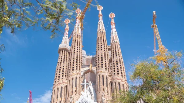 Κορυφή Της Sagrada Familia Μια Μεγάλη Ρωμαιοκαθολική Εκκλησία Στη Βαρκελώνη — Φωτογραφία Αρχείου