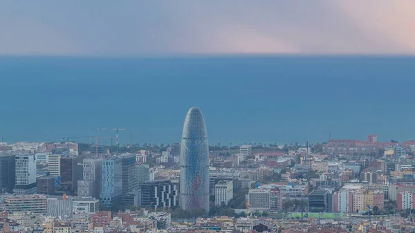 Панорама Барселони Сходом Сонця Timelapse Іспанія Переглядали Бункерів Кармель Ранок — стокове фото