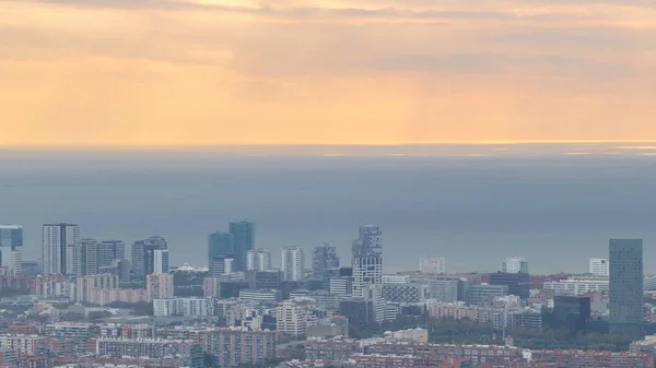 Panorama Barcelona Durante Amanecer Timelapse España Visto Desde Los Bunkers — Foto de Stock