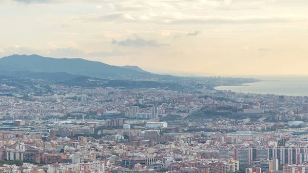 Panorama Barcelona Durante Amanecer Timelapse España Visto Desde Los Bunkers — Foto de Stock