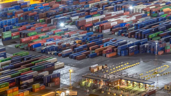 Zeehaven Laden Dokken Haven Met Kranen Multi Gekleurde Cargo Containers — Stockfoto