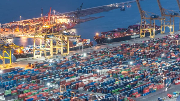 Seaport Loading Docks Port Cranes Multi Colored Cargo Containers Day — Stock Photo, Image