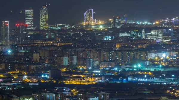 Barcelona Badalona Skyline Met Daken Van Huizen Zee Aan Horizon — Stockfoto
