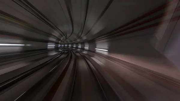 Velocidad Rápida Que Mueve Túnel Del Metro Con Senderos Luz —  Fotos de Stock