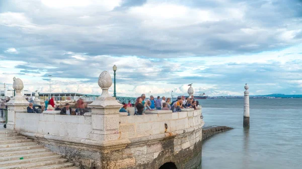 Cais Das Colunas Βρίσκεται Pra Ένα Timelapse Com Rcio Πλατεία — Φωτογραφία Αρχείου