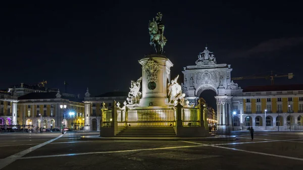 Triumphal Arch Rua Augusta Bronze Statue King Jose Commerce Square — 图库照片