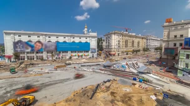 Travaux de bulldozer sur la construction d'une timelapse routière — Video