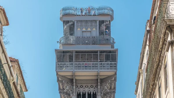 Top Elevador Santa Justa Lisboa Portugal Cielo Azul Sobre Fondo — Foto de Stock