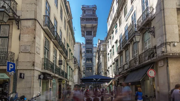 Ανελκυστήρας Της Santa Justa Στη Λισαβόνα Της Πορτογαλίας Γαλάζιο Του — Φωτογραφία Αρχείου