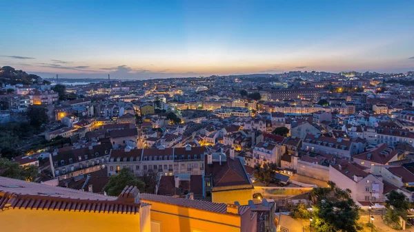 Sonra Gece Geçiş Portekiz Için Sonbahar Gün Günbatımı Hava Panorama — Stok fotoğraf