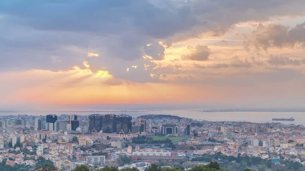 Sunrise Панорамний Вид Лісабона Almada Точки Зору Монсанто Ранок Топ — стокове фото