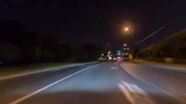 Gece sokakları timelapse hyperlapse drivelapse, hızlı hızlı sürücü.