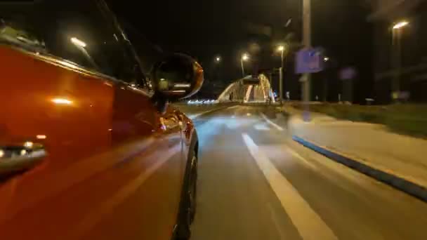 Moves Fast Speed Night Streets Timelapse Hyperlapse Drivelapse Blured Road — Stock Video