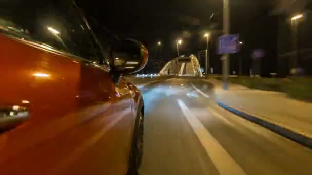 Ar se déplace à vitesse rapide dans les rues de nuit timelapse hyperlapse drivelapse . — Video