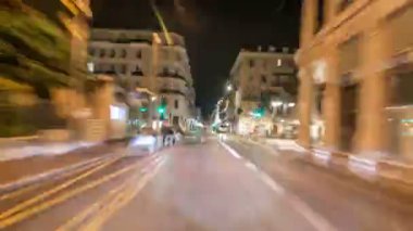Sürüş gece sokakta güzel timelapse hyperlapse drivelapse, Fransa.